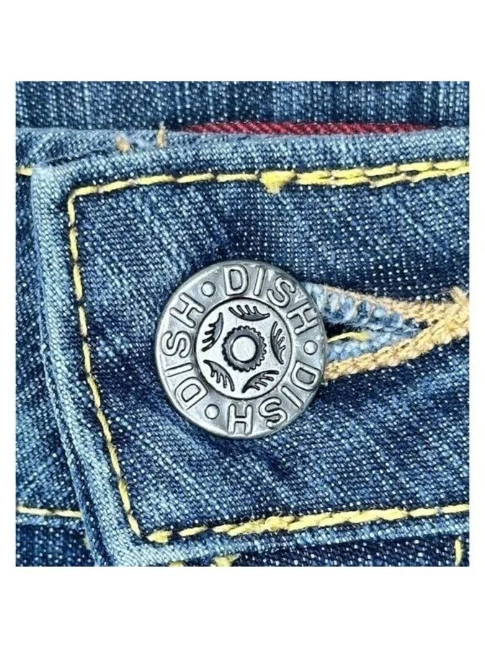 Vintage Dish Low Rise Flare Jeans Womens 31x34 Y2K Retro Stretch Canada Made